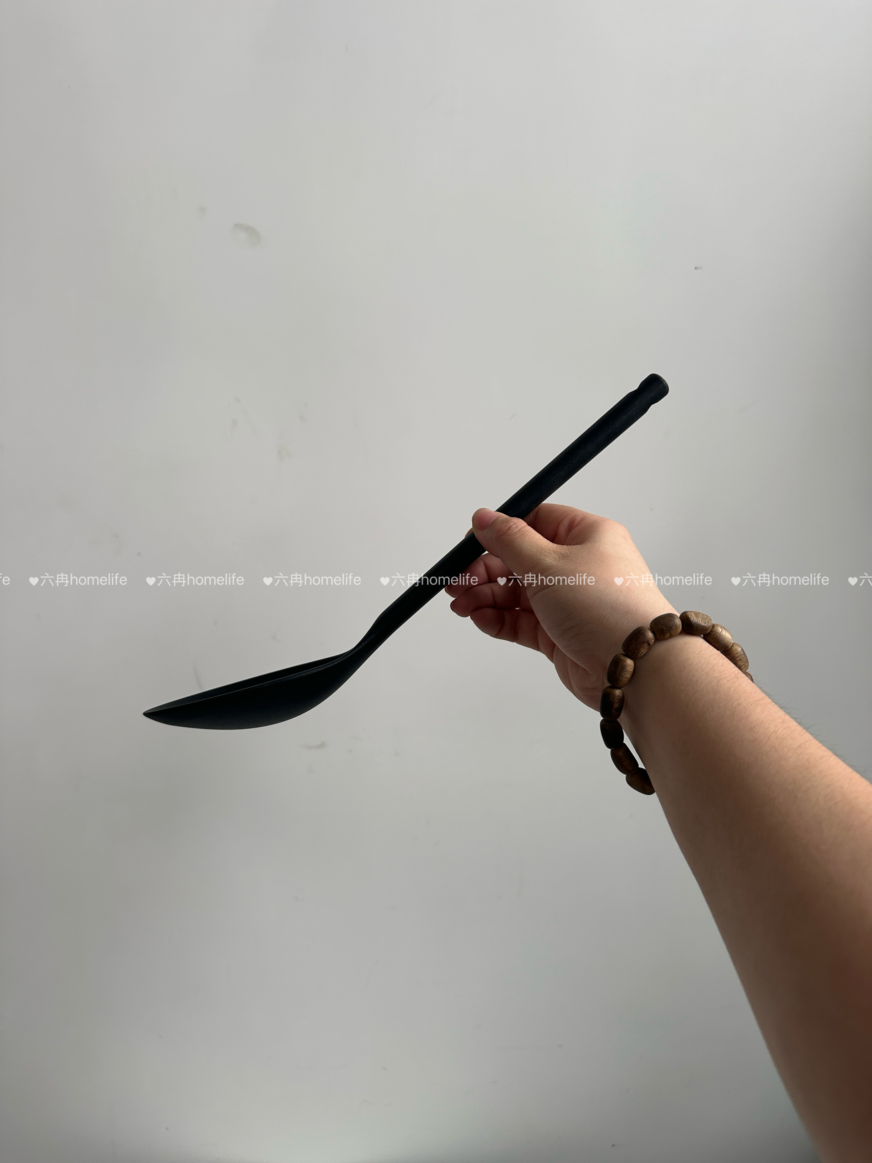 食品级硅胶密羮硅胶长柄汤勺厨房炒菜用具黑色加厚防烫勺 - 图1