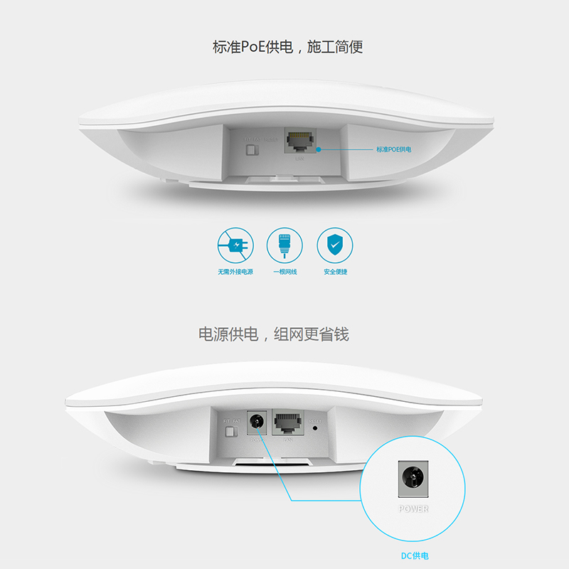 水星吸顶AP无线千兆端口POE供电大功率无限企业家用商用5G双频路由器ap1900网络全屋WiFi6套装覆盖吊顶吸顶式