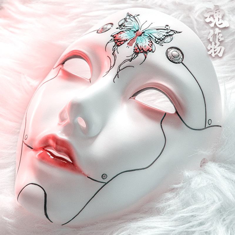 魂作物赛博朋克面具全脸女机械姬飞升cos夜店酒吧DJ街舞道具面罩