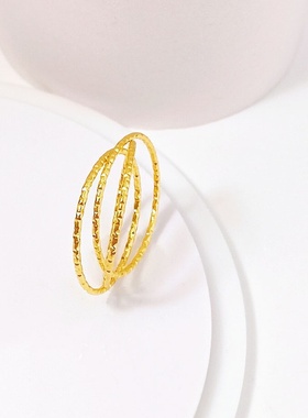 时尚质感磨砂三环钛钢18K金戒指