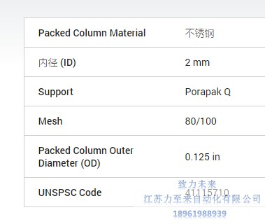 J&K气相色谱填充柱不锈钢G3591-80013管长6英尺1.83 1/8英寸 2 mm - 图0