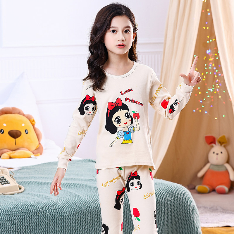 女童秋衣秋裤套装全棉薄款春秋季纯棉内衣中大童保暖线衣儿童睡衣 - 图0