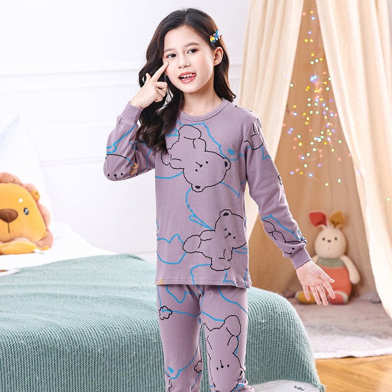 女童秋衣秋裤套装全棉薄款春秋季纯棉内衣中大童保暖线衣儿童睡衣 - 图1