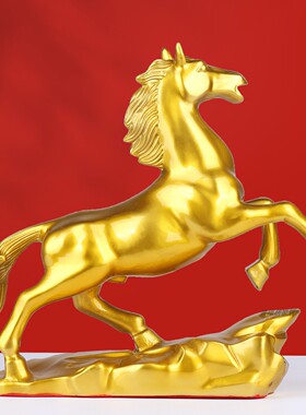 中式黄铜马到成功摆件生肖马
