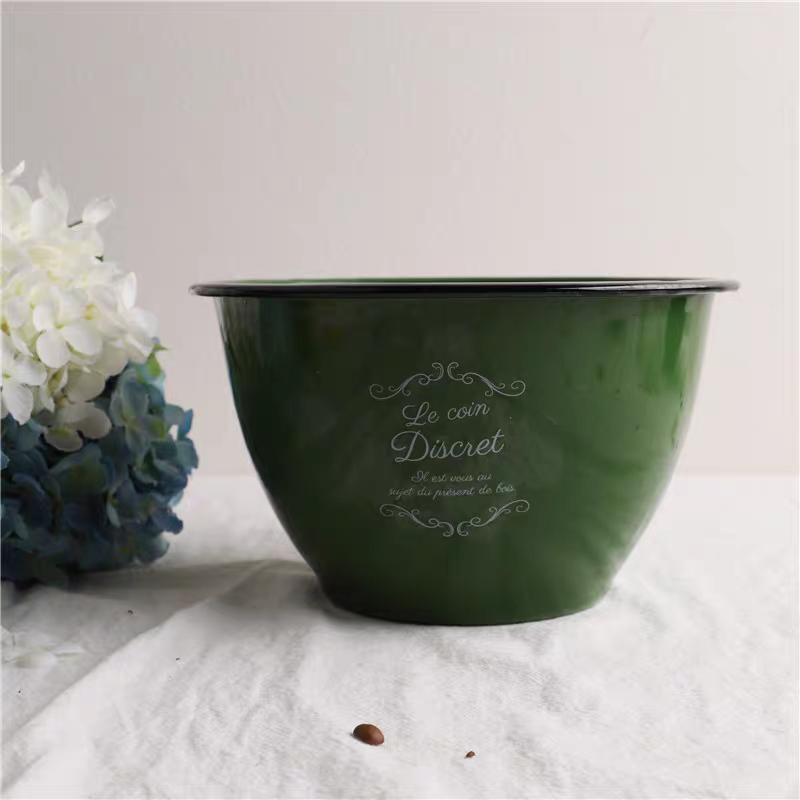 搪瓷 印象 珐琅 复古军绿色双耳圆盘水果盘创意家用欧式大果盆,淘宝优惠券,粉丝福利购,淘宝优惠卷