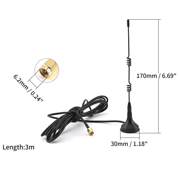 433MHz Antenna- RG174 GSM GPRS Cable SMA Male RG174 GSM Ant-图0