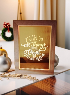 英文经文摆件灯精雕耐用实木USB LED夜灯展灯Trust in the Lord