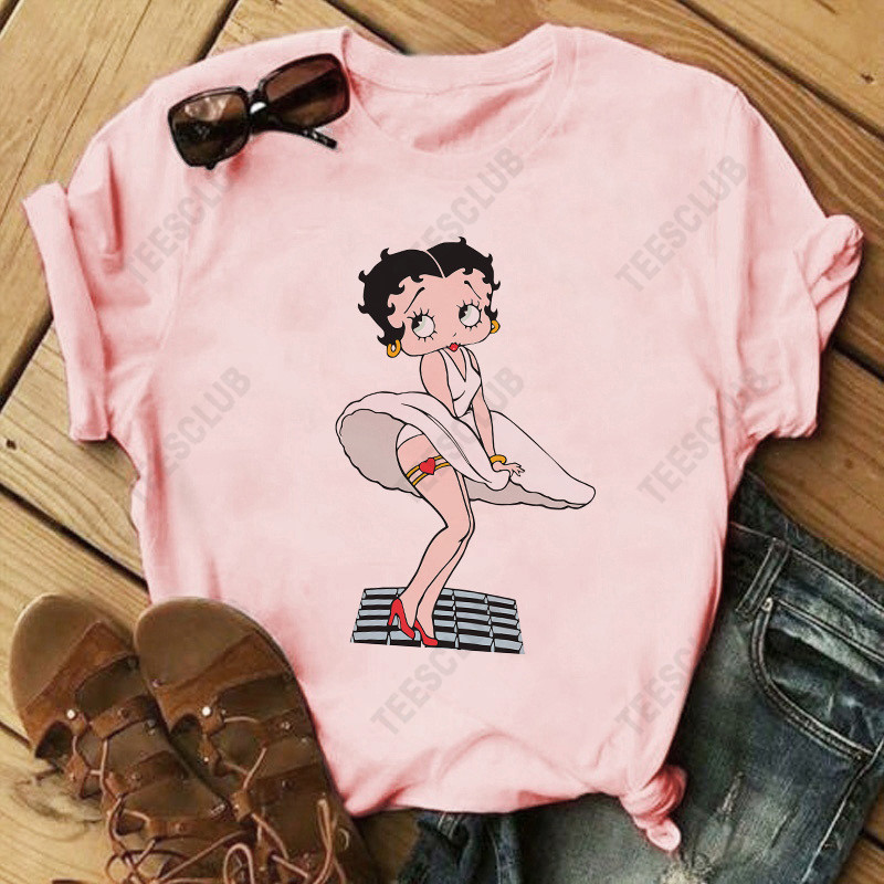 Cute Betty BOOP T shirt  卡通动漫性感女孩印花百搭学生情侣T恤 - 图2