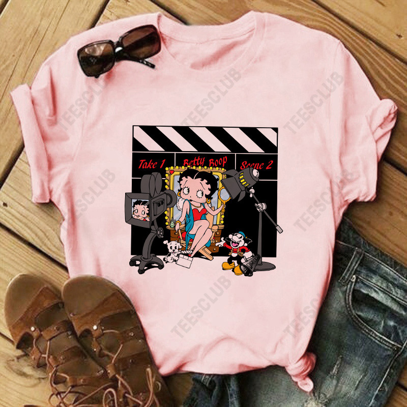 Cute Betty BOOP T shirt  卡通动漫性感女孩印花百搭学生情侣T恤 - 图1