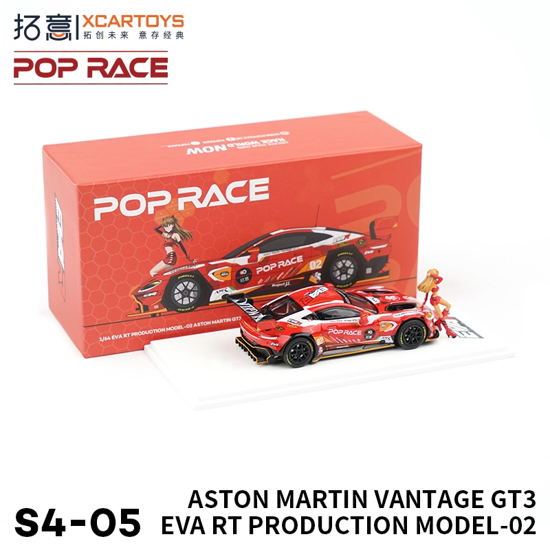 拓意POPRACE 1：64合金汽车模型玩具 阿斯顿马丁GT3 -EVA02红色 - 图0