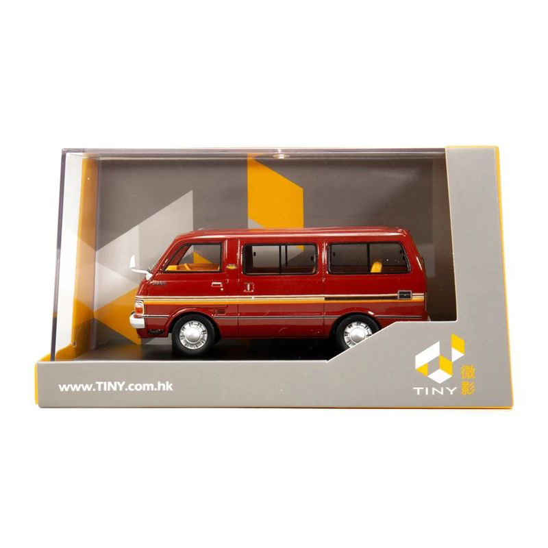 TINY微影 1/43丰田 Hiace 1977酒红色合金小巴巴士模型玩具-图2