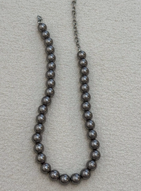 宝儿姐 LEMONDISIN仿珍珠简约气质时尚灰色珍珠项链