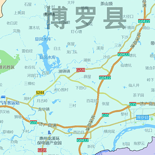 惠州市地图1.15m广东省折叠版装饰画客厅沙发背景墙面壁画贴图 - 图2