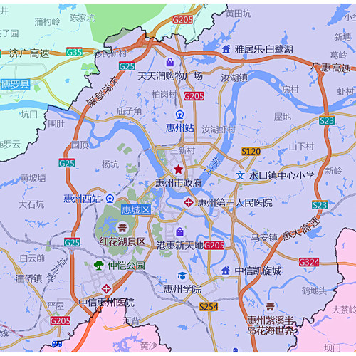 惠州市地图1.15m广东省折叠版装饰画客厅沙发背景墙面壁画贴图 - 图1