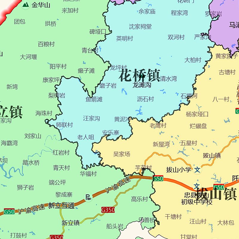 忠县地图1.15m大尺寸重庆市高清贴画行政交通区域划分现货新款