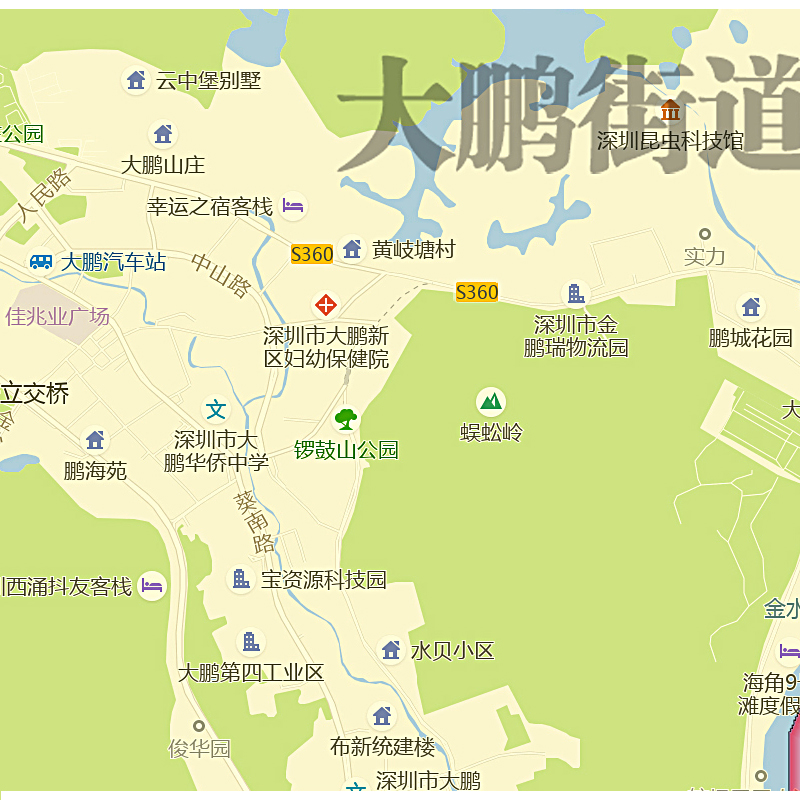 大鹏新区地图1.15m广东省深圳市折叠款高清装饰画餐厅贴画 - 图1