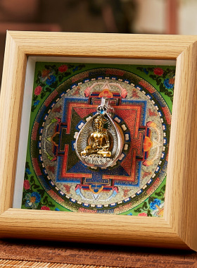 山城文创丨唐卡坛城黄财神财宝天王相框装饰摆件办公室客厅摆台