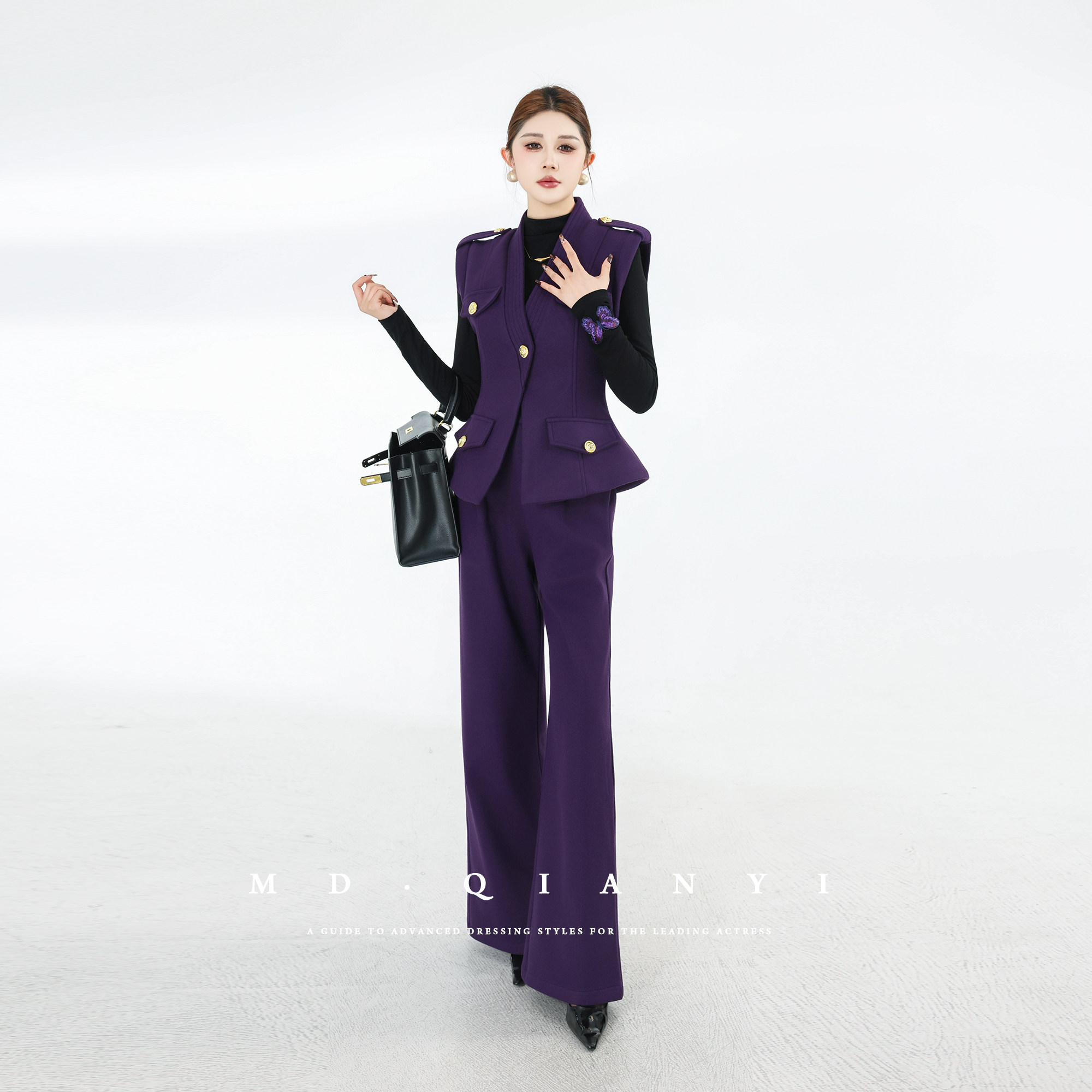 MD千亿【紫金风华】2025冬季加棉马甲裤子时尚套装,淘宝优惠券,粉丝福利购,淘宝优惠卷