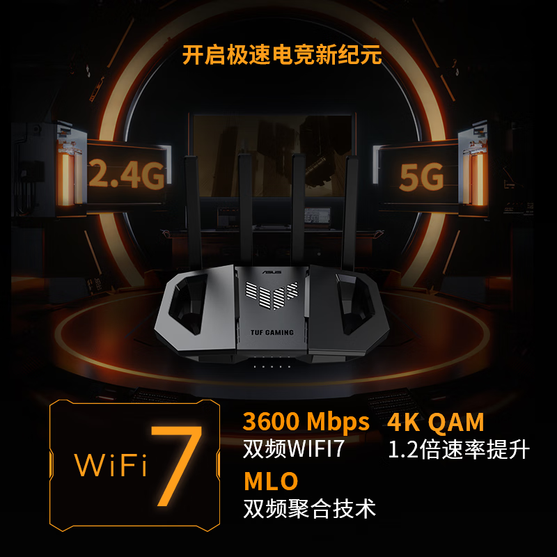【Wifi7新品】华硕TUF小旋风Pro BE6500 Ai电竞路由器 家用无线千兆路由器穿墙王 全屋覆盖WiFi 路由随心组 - 图3