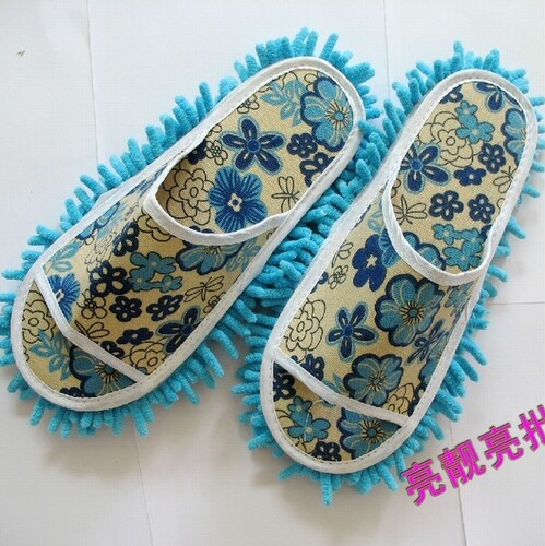 包邮 室内静音防滑开口可拆洗擦地拖鞋雪尼尔懒人拖鞋 拖地家居鞋 - 图1