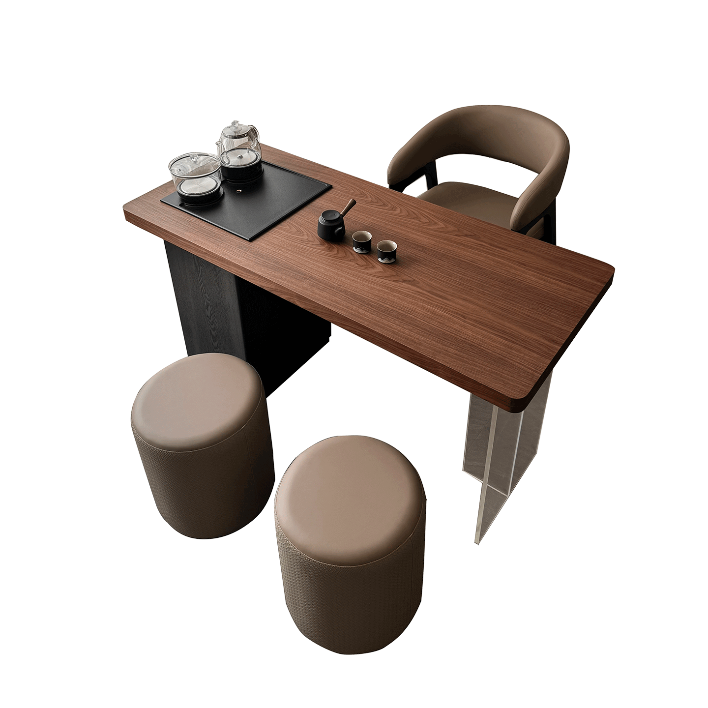 阳台实木茶桌椅组合亚克力悬浮泡茶桌极简书桌茶台茶盘烧水壶一体,淘宝优惠券,粉丝福利购,淘宝优惠卷