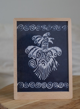 实木摆件非遗古法蜡染装饰摆件