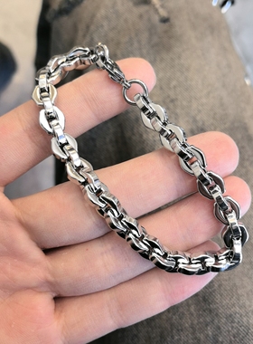 钛钢不掉色龙骨链手链男