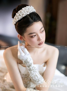 新款珍珠皇冠头饰法式复古主婚纱礼服头饰高级感气质绝绝子发饰品