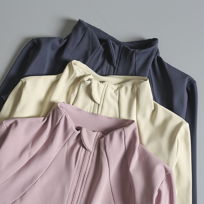 瑜伽服女春夏立领拉链外套修身防晒显瘦长袖高端跑步运动健身上衣 - 图0