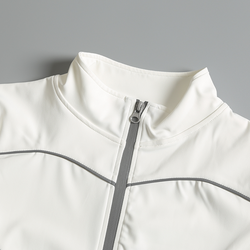 瑜伽服外套女紧身立领拉链反光夜跑骑行速干运动上衣长袖健身服秋 - 图1