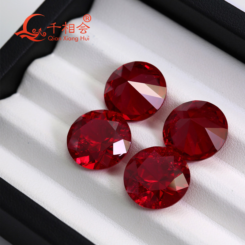 Synthetic pigeon blood ruby round with cotton wool