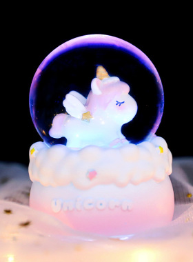 网红你好卡通小猫迷你水晶球发光