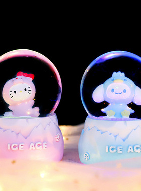 南瓜马车迷你水晶球桌面摆件发光