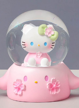 少女心樱花派对迷你水晶球摆件