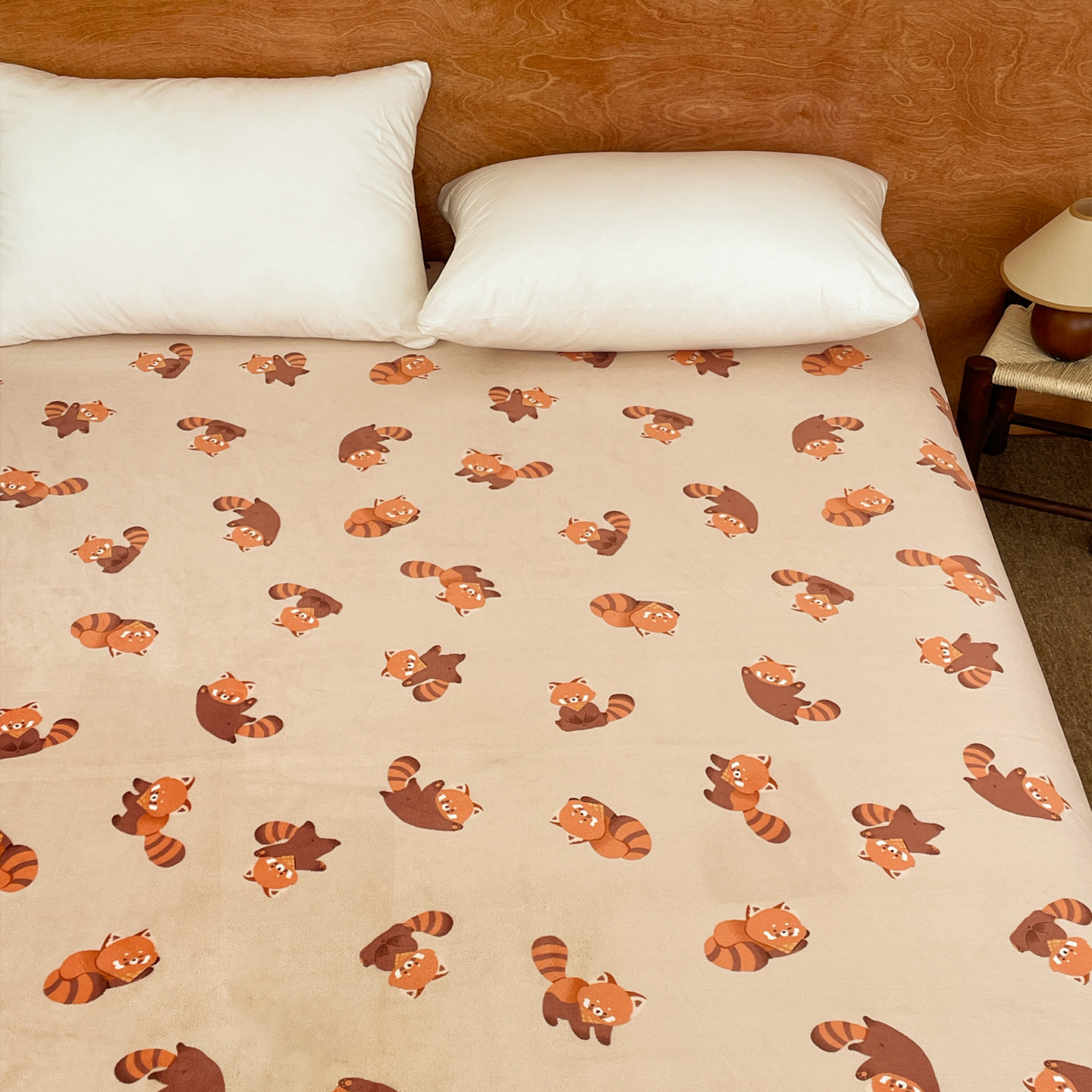 小熊猫の家 可爱冬日奶油绒床单床笠温暖红棕色加厚保暖1.5米单件,淘宝优惠券,粉丝福利购,淘宝优惠卷