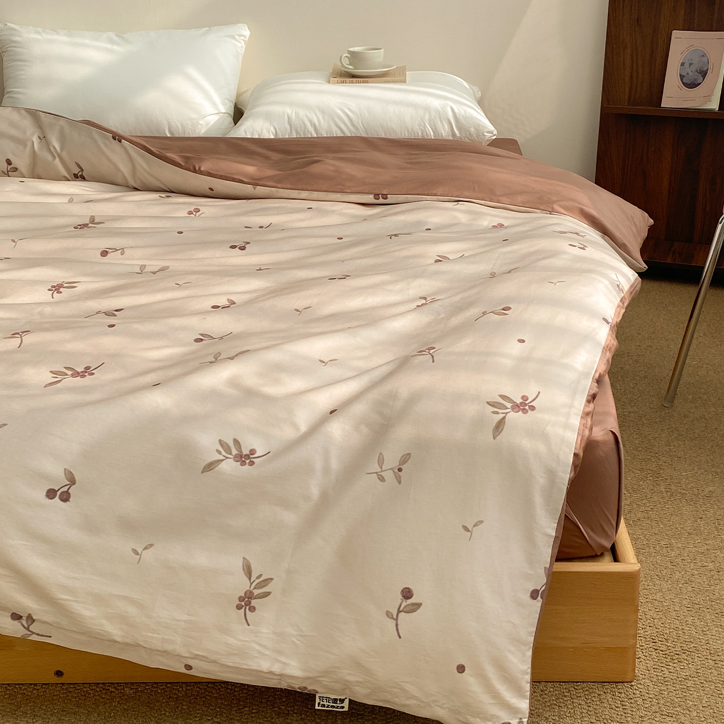 小果实 侘寂风原创60支全棉被套单人被芯罩长绒棉贡缎 温柔豆沙棕,淘宝优惠券,粉丝福利购,淘宝优惠卷