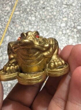 纯铜金三足蟾招米金蟾办公室摆件家居装饰铜器小号黄铜中式雕刻