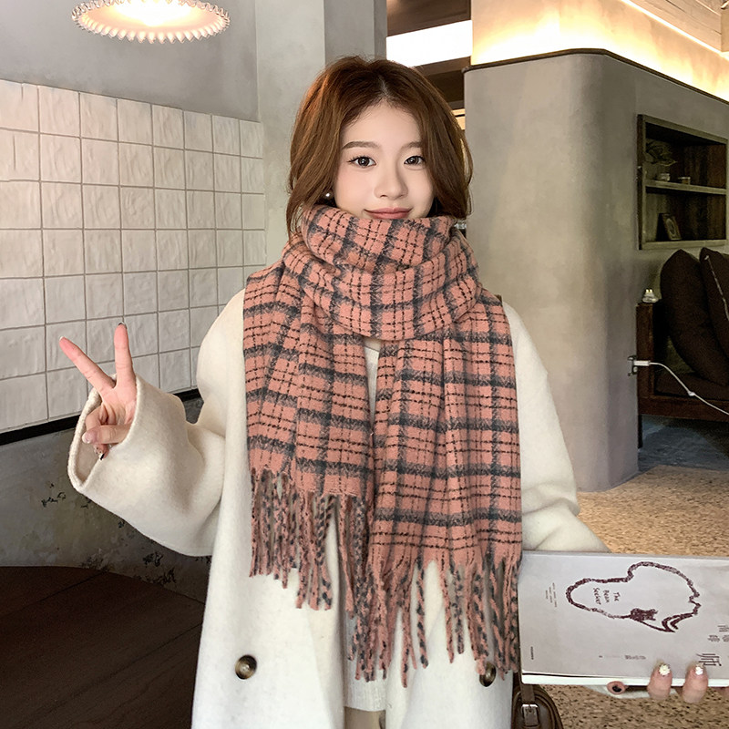 学院风围巾女秋冬季仿羊绒格子保暖情侣百搭韩版学生围脖加厚披肩,淘宝优惠券,粉丝福利购,淘宝优惠卷