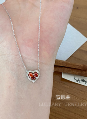 敲显白～爱心红宝s925纯银项链