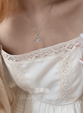 安眠曲s925纯银蝴蝶结项链