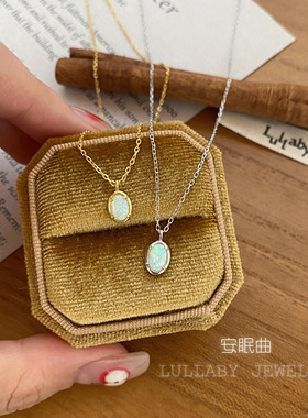 复古s925纯银生辰石项链毛衣链女