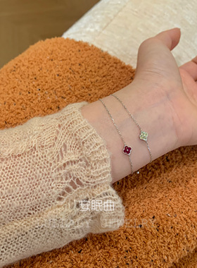 洗手不用摘不掉色纯银四叶草手链