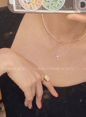 安眠曲纯银女十字架项链复古简约