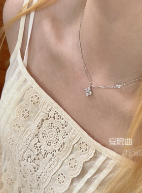 安眠曲s925纯银双生四叶草项链