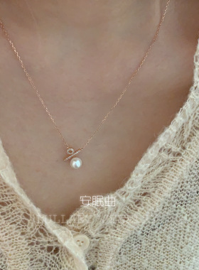 百分S925纯银珍珠小众锁骨链