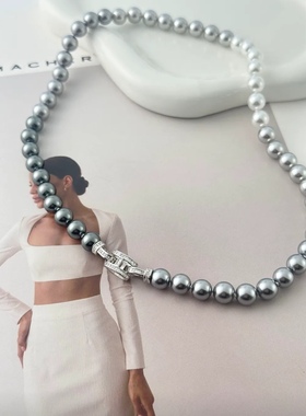 【万精油】人造仿澳白4色渐变珍珠项链百搭气质毛衣链