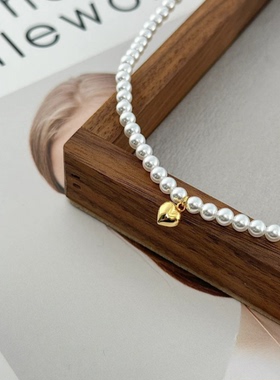 【一心一意】人造仿澳白冷光Baby珠珠小音符珍珠项链颈链