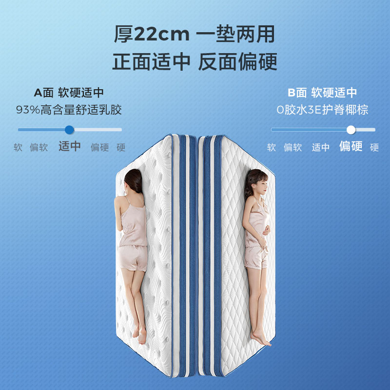 林氏木业1.8m天然乳胶床垫1.5米椰棕双人床垫软硬两用家具CD115A - 图3