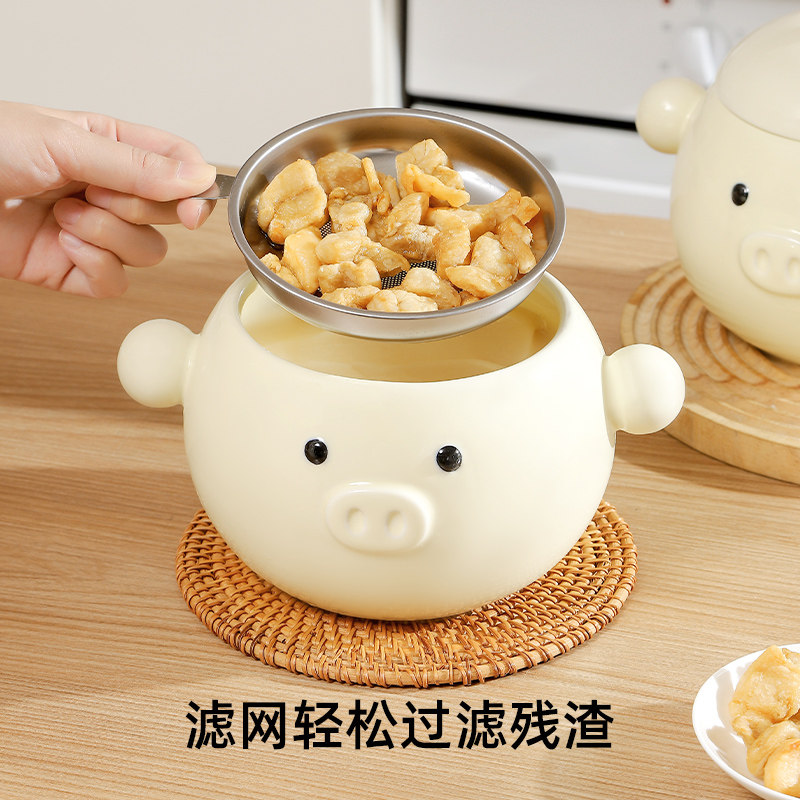 陶瓷耐高温猪油罐可微波罐子装辣椒油蜂蜜厨房可爱荤油罐熬猪油盆,淘宝优惠券,粉丝福利购,淘宝优惠卷