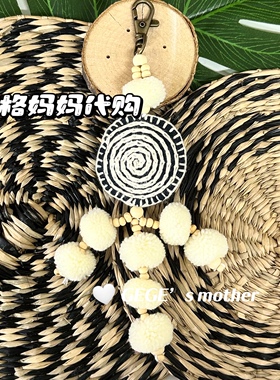 泰国清迈手工刺绣毛球流苏小鱼可爱包包挂件旅游纪念品